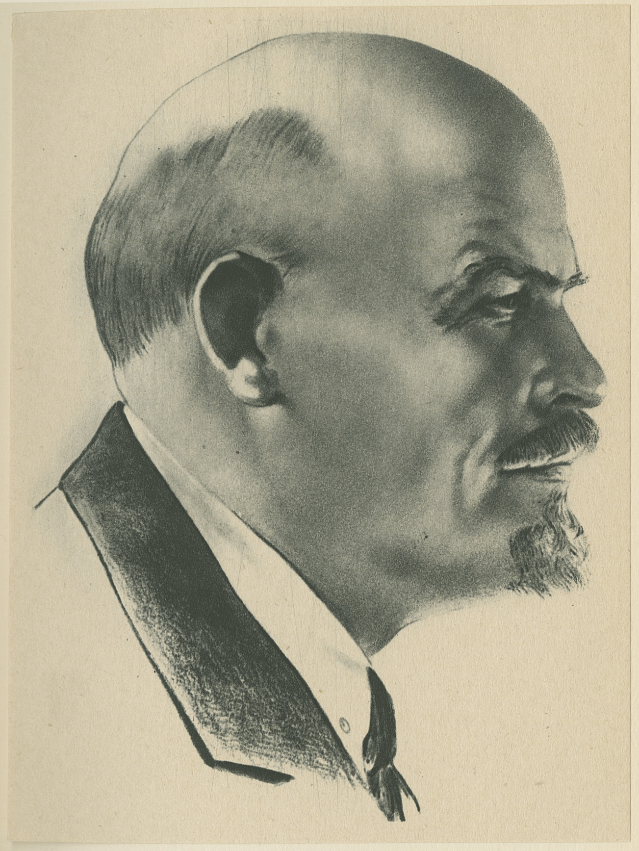 Drawn profile portrait of V. I. Lenin
