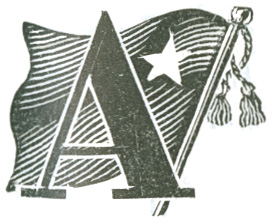 Illustrated letter A with flag