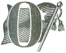 Illustrated letter O with flag